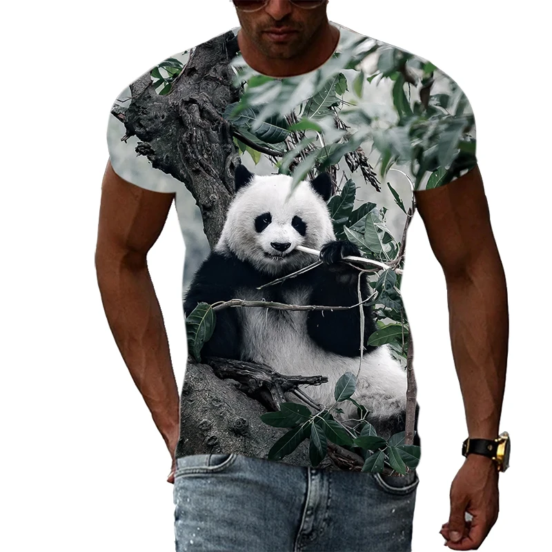 

Summer Fashion Giant Panda PictureT Shirts For Men Casual 3D Print Tees Hip Hop Personality Round Neck Short Sleeve Tops