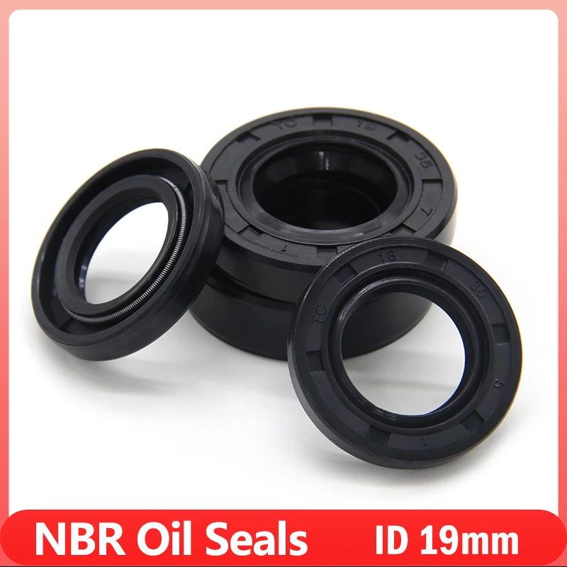 2/5pcs Black NBR Oil Seals ID19mm TC-19*25/26/28/30/32/35/40/42/45/47*5/6/7/8/10mm Nitrile Rubber Shaft Double Lip Oil Gasket