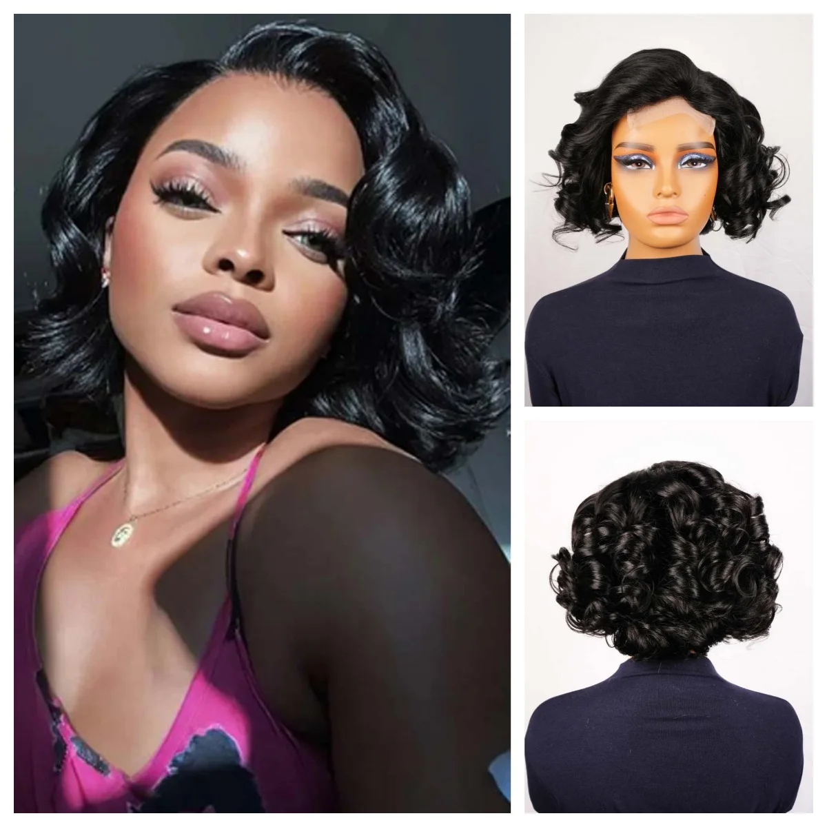 

Черный женский парик с стрижкой пикси, надувные человеческие волосы Remy, 4x4, кружевная застежка, короткий многослойный натуральный цвет, ежедневное использование