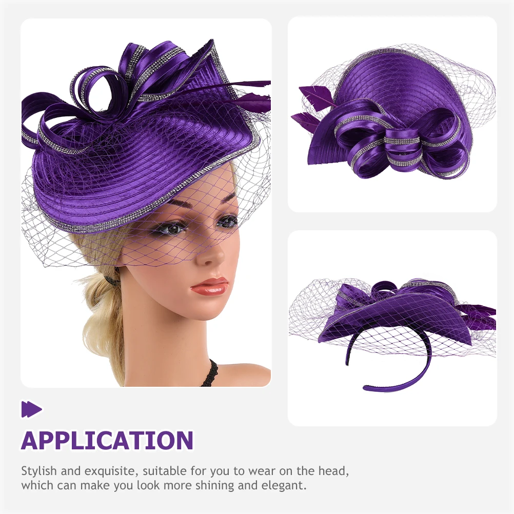 

Head Band Shiny Hat Fascinator Hats Facinator Camouflage for Women Purple Fancy Tea Party Women's