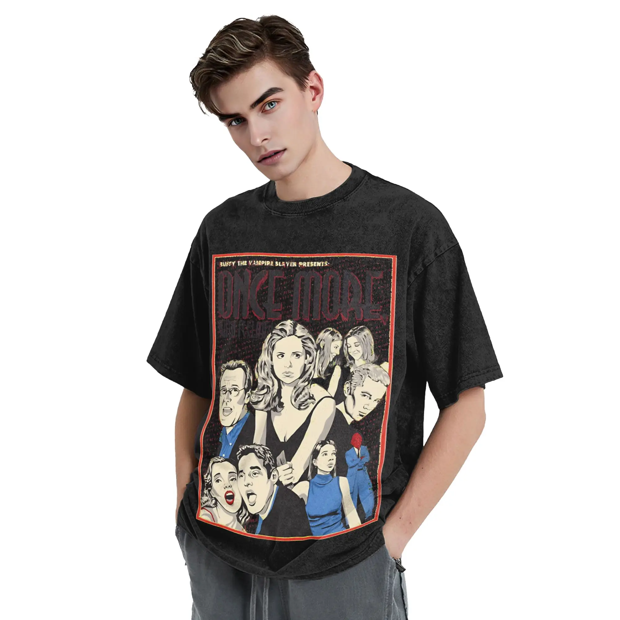 Buffy the Vampire Slayer T Shirt Hip Hop Washed Cotton Harajuku T-Shirts  Casual Men Women Tops Streetwear Printed Tee Shirt