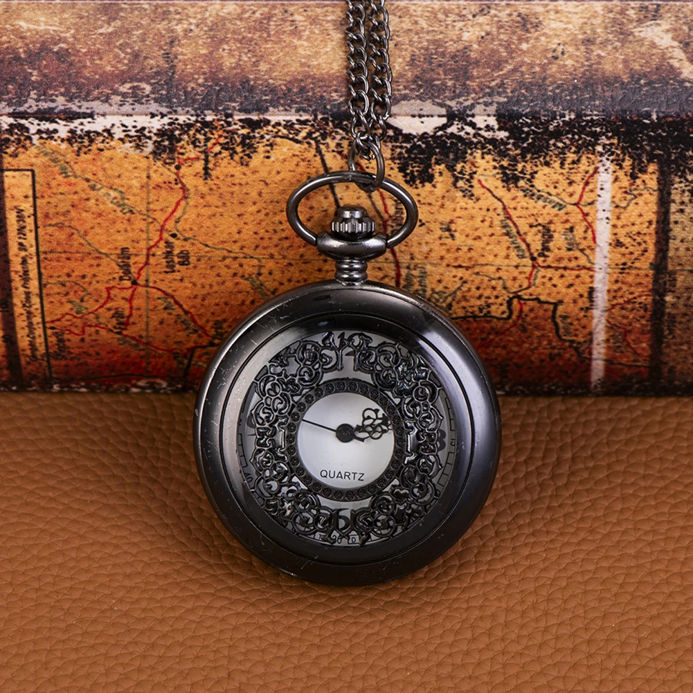 Vintage Steampunks Pocket Watches Large Filigree Flower Round Necklace Watch With Chain Holiday Birthday Present For Daily Wear