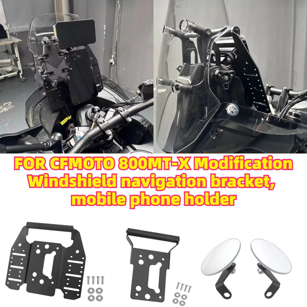 for cfmoto 800MT-X 2024-2025 Modified Windscreen Navigation Bracket,Mobile Phone Holder,Multi-functional Expansion Bracket.