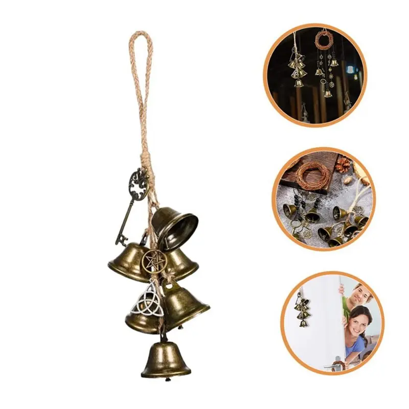 ABLJ 4Pcs Witch Wind Chime Door Hanging Wind Chime Witchcraft Bell Decor Witches Bells Temple Wind Bell Retro Wind