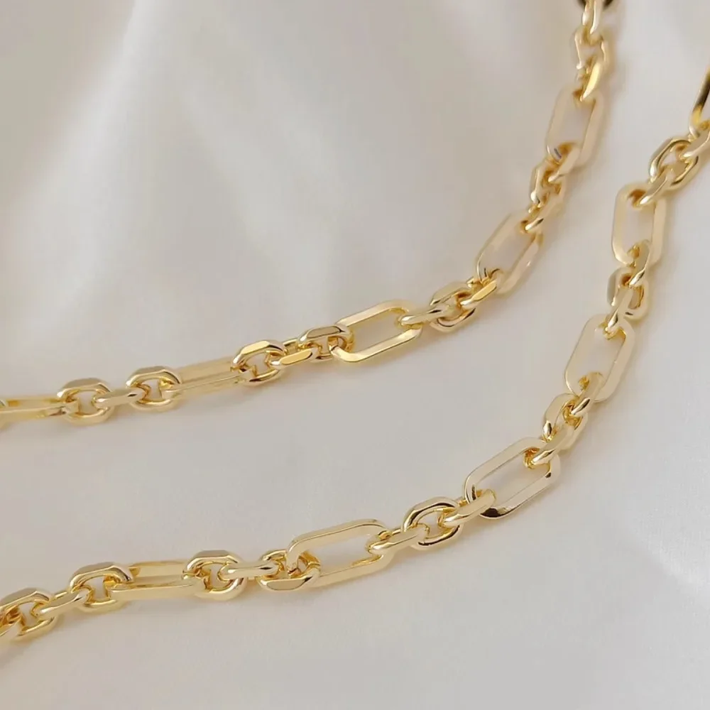 

Copper Plated Gold 14K Color Retention 3+1 Flat Chain Square Wire Detachable Semi-finished Product, DIY Jewelry Chain