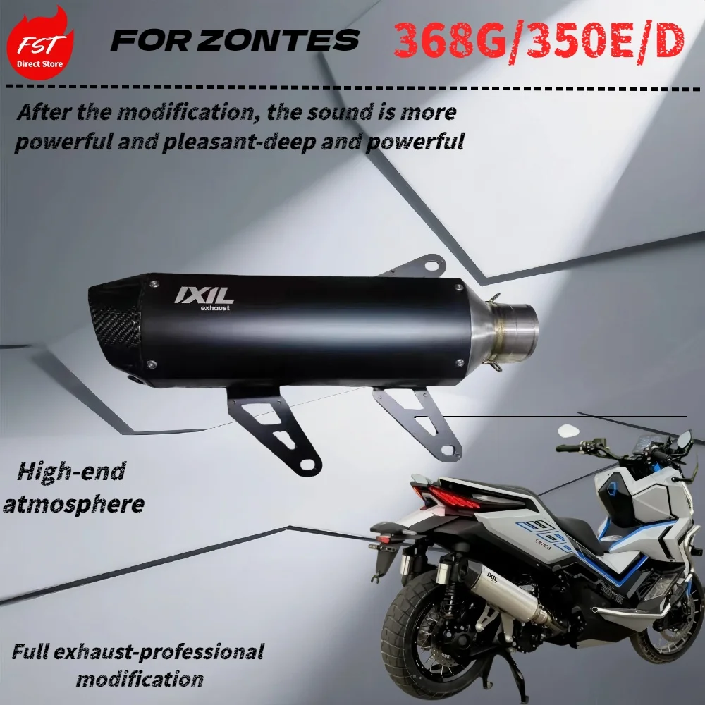 For ZONTES 368G/350E/D modified full exhaust pipe - FST exhaust pipe - the sound is rich, pleasant and powerful