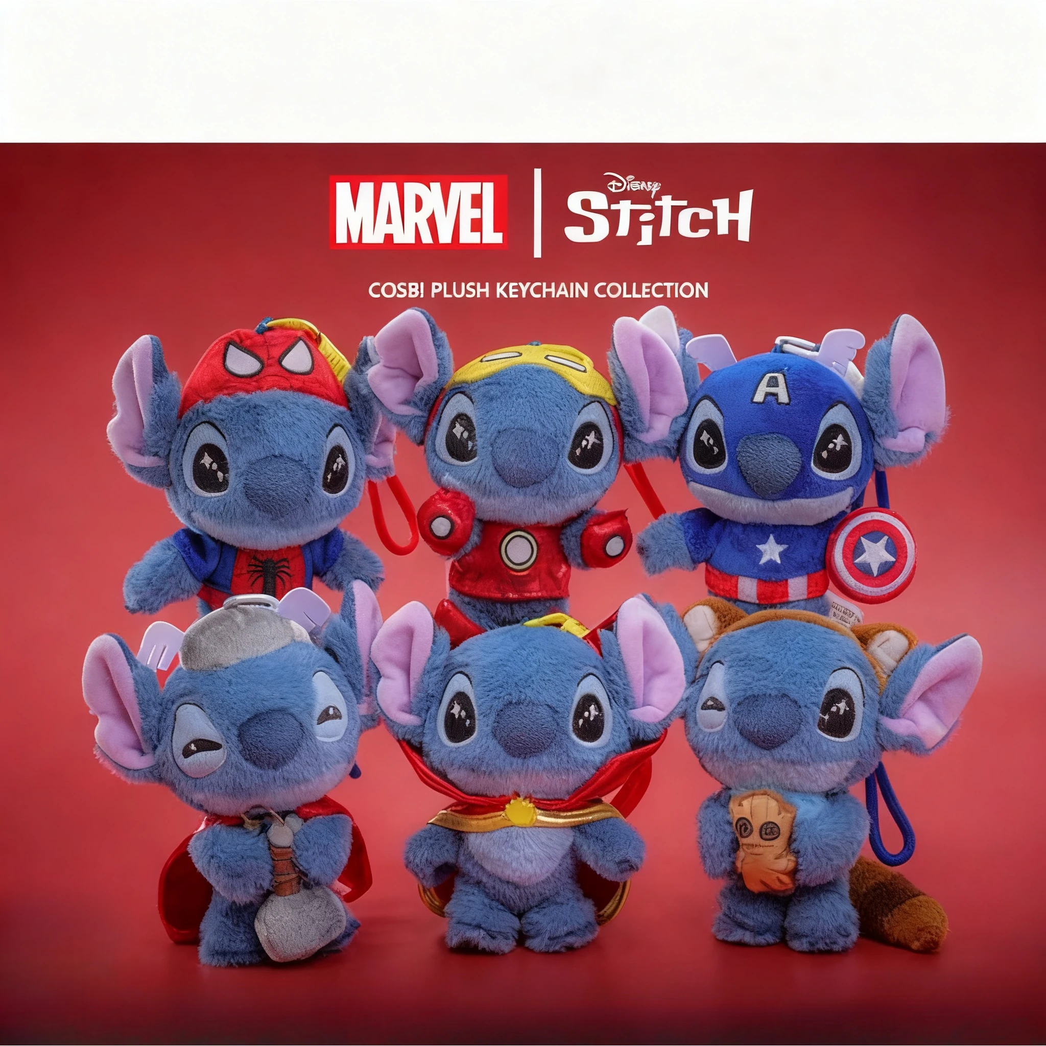 

2026 TOPTOY Stitch Cosbi, плюшевый брелок, коллекция, слепая коробка, Тор, Железный человек, фигурки Человека-паука, игрушки, детские рождественские подарки-сюрпризы