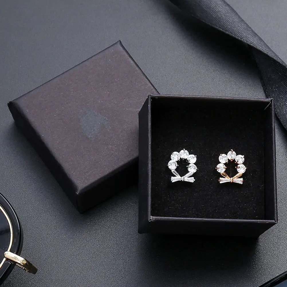 72Pcs Black Kraft Paper Jewelry Cases Vintage Style Jewelry Holder Ring Box Earring Storage Container Wedding Birthday Christmas