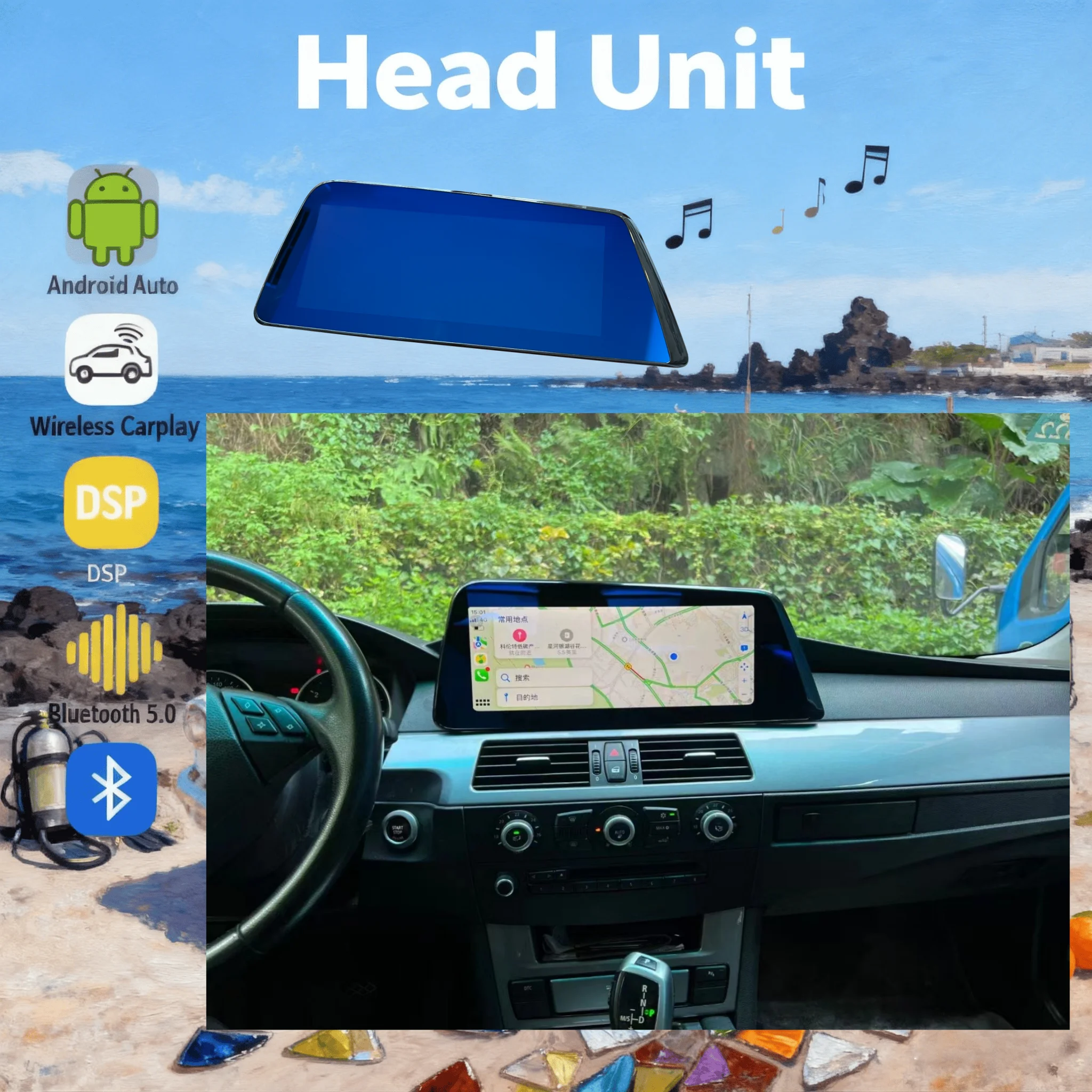 Android14 Car Radio 12.3'' For BMW 3 Series / 5 Series E60 E61 2007-2011 CCC CIC Blade Screen Car Radio GPS Multimed Hend Unit