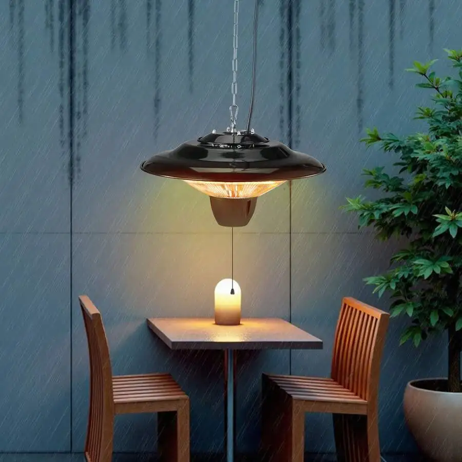 Hanging Patio Heater, 1500W Electric Space Infrared Heater, IP34 Protection With 23.6 Inch Pull Cord & Adjustable Chain, For Por