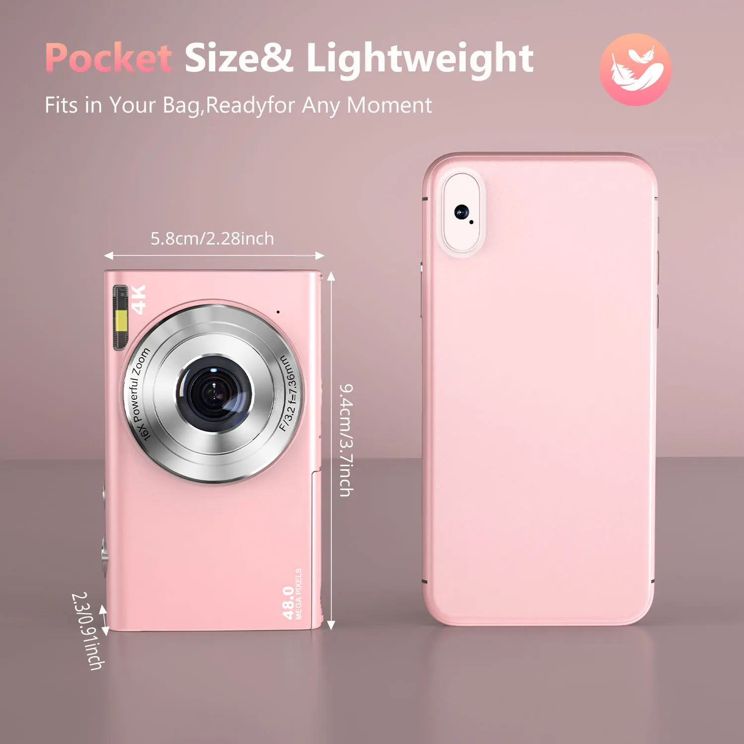 4K Digital Camera Autofocus Vlogging Camera HD 48MP with 2.8