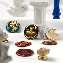 3D Shaped Embossed Stamp Heads Literary Series Wax Seal Stamps Fire Paint Stamps for Decorating Invitations Sealing Wax