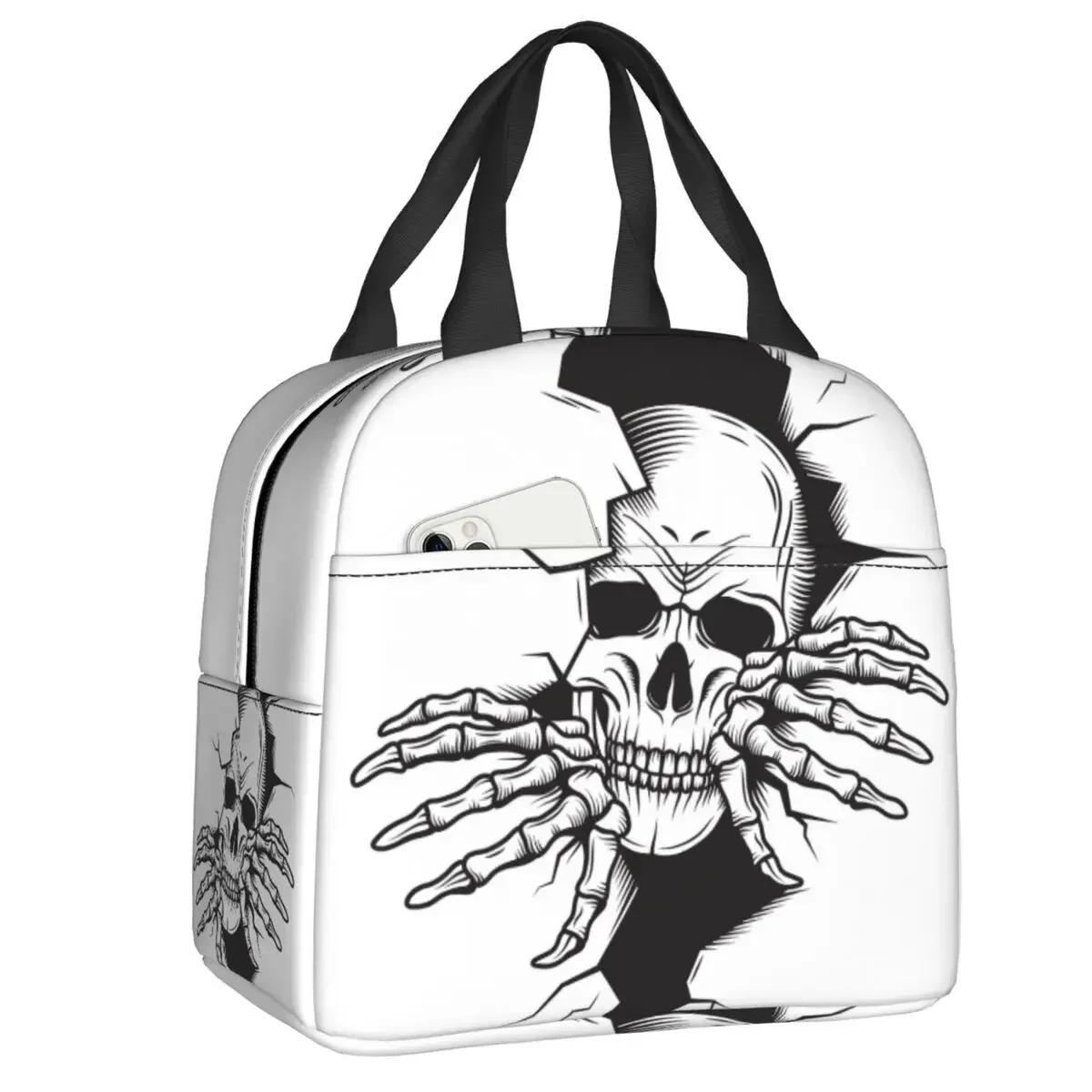 Halloween Skull Gothic Skeleton Lunch Box For Women Leakproof Thermal Cooler Food Insulated Lunch Bag Resuable Picnic Tote Bags