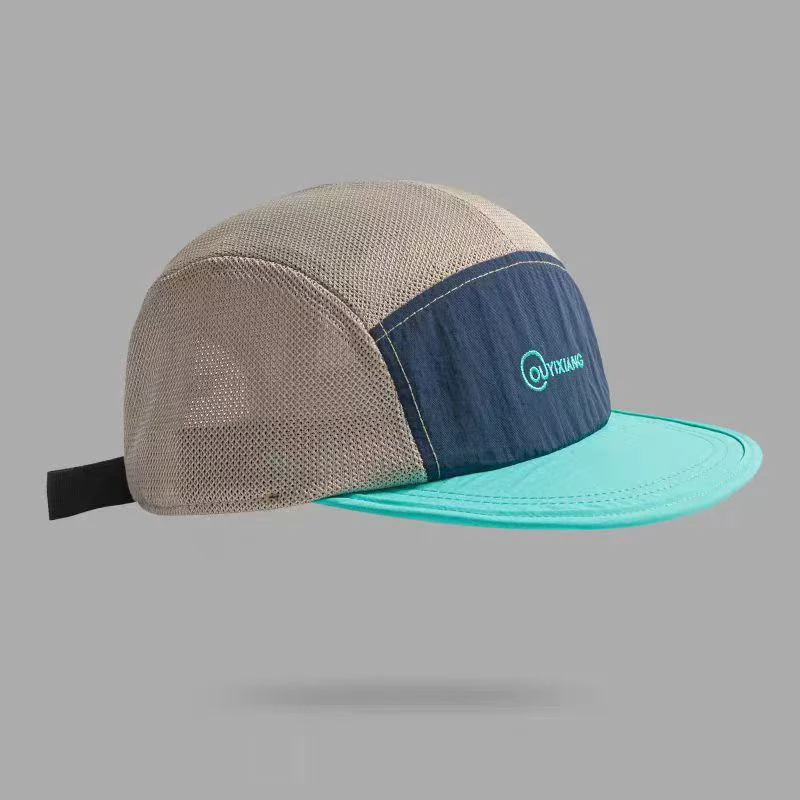 Fashion 3-Color Breathable Mesh Patchwork Sweatshirt with Quick-Drying Embroidered Letters and Flat Brim, Cool Baseball Cap