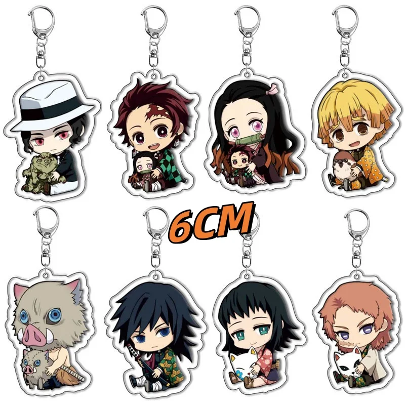 

6 см Kawaii аниме товары акриловый брелок милый y2k Demon Slayer брелок для сумки ключи от машины сумка для ключей backp