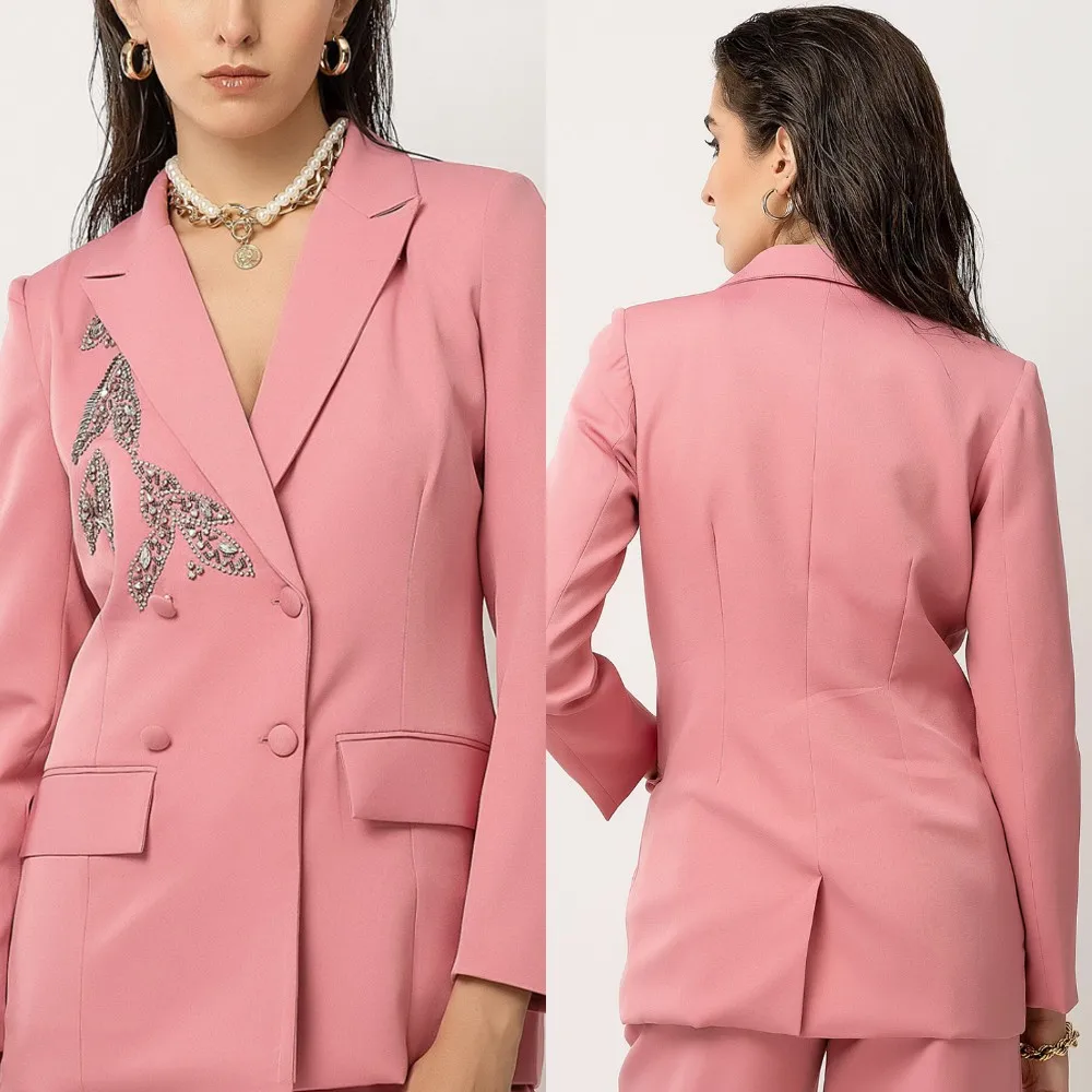 

Женские платья, элегантные костюмы с заостренными лацканами, пиджак с аппликациями, пальто и брюки для женщин, атласный костюм из 2 предметов, индивидуальный пошив W215