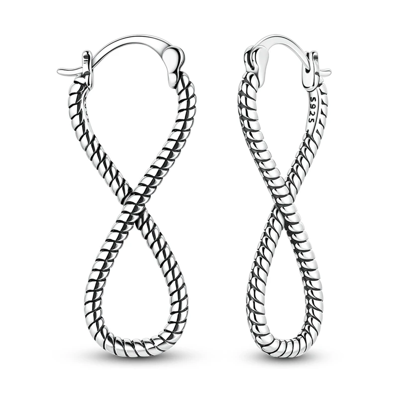 925 فضة أقراط النساء تألق الأفعى لا نهاية لها تويست انخفاض القرط لهدايا مجوهرات الزفاف الذكرى