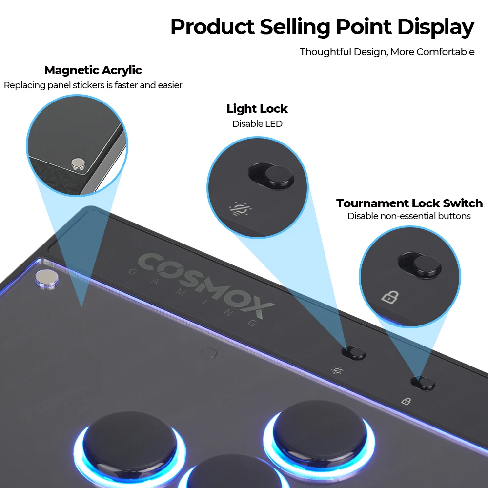 Haute42-COSMOX C16 وحدة تحكم بدون رافعة أكريليك مغناطيسي سهل التغيير ملصقات صناعة يدوية عصا التحكم الممرات Hitbox للبخار Ps4 Ps5