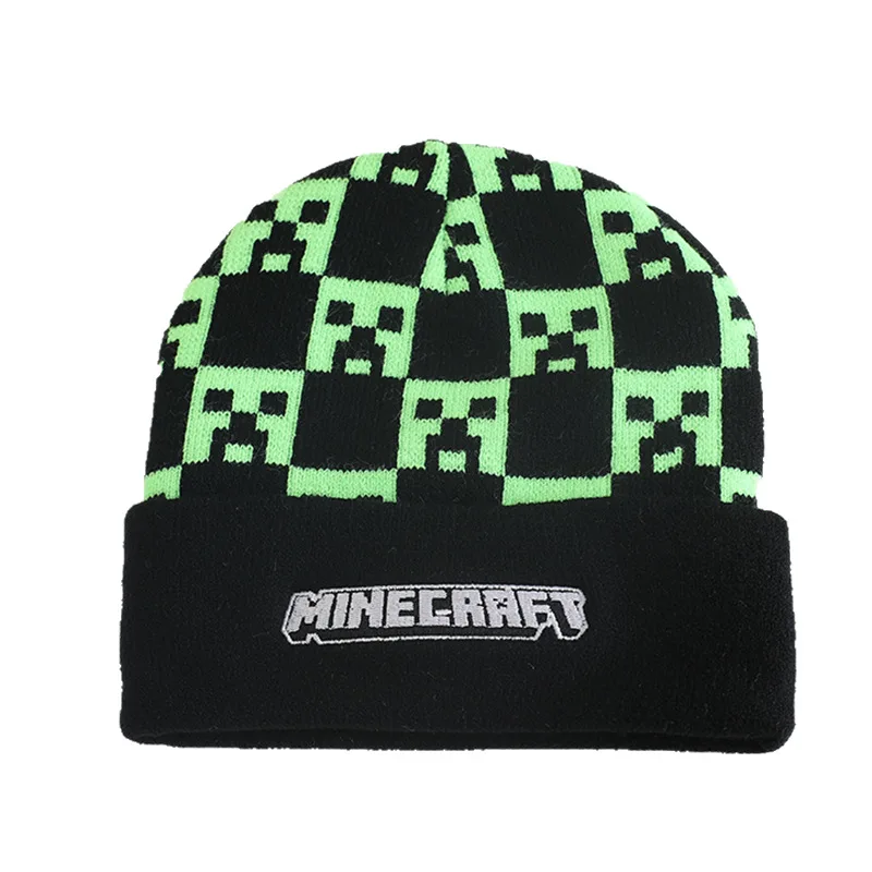 Minecraft الزاحف متماسكة قبعة للأطفال الشتاء الدفء الحياكة بيني لعبة بكسل الفن محبوك قبعة سميكة قبعة صغيرة الهدايا #3