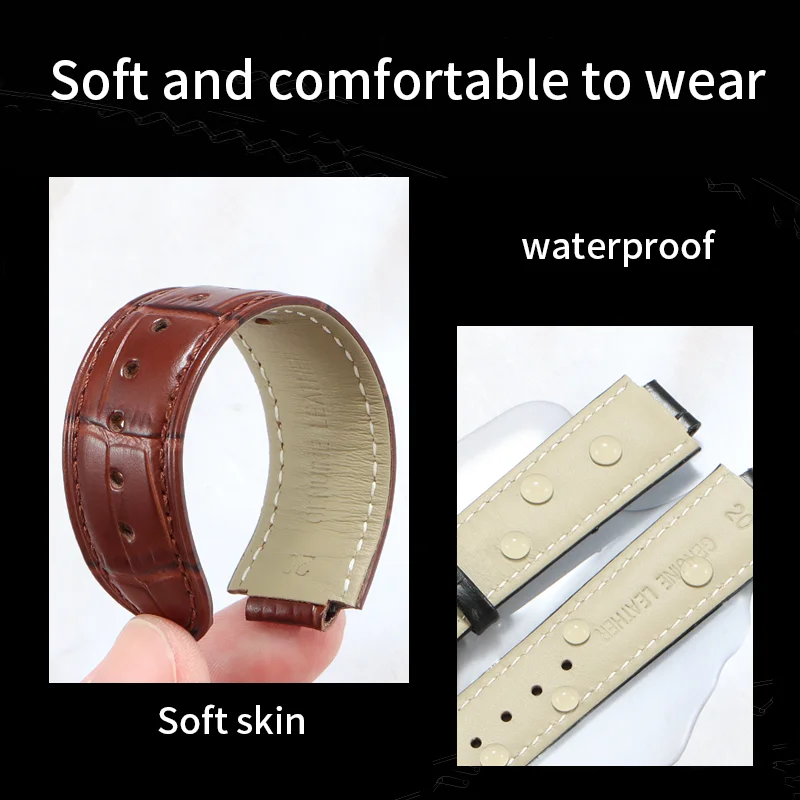 Pulseira de couro convexa BRETA 24*16MM para 1853 Tisso-t T-LADY TXL T061.717A/T061.3/T061.5 Acessórios de relógio masculino e feminino