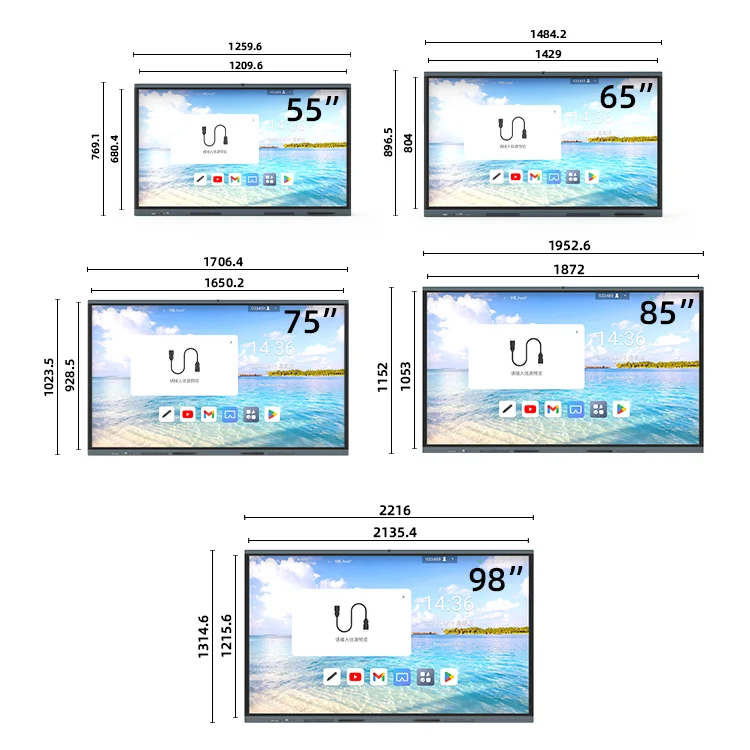 55 65 75 86 98 Inch Pen Finger Touch Interactive Flat Panel LCD Digital Interactive Board Smart Boards For Schools Teaching