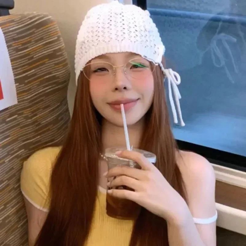 نظارات عين القطة المعدنية العتيقة Y2K إكسسوارات نظارات شفافة بدون إطار نظارات حجب الضوء الأزرق للنساء والفتيات