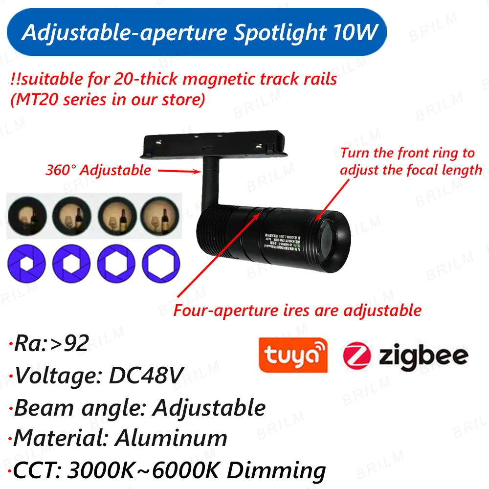 Imagem -02 - Luz de Pista Magnética Inteligente Tuya Alexa Dc48v Led Ponto Grade de Inundação Lâmpadas Pingente Moderna Casa Sala Estar Preto Zigbee3.0