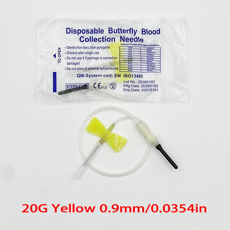 100 Pieces Disposable Butterfly Blood Collection Needle Double Wing Type Blood Collection Needle Pet Care Room Cat Dogs Animal