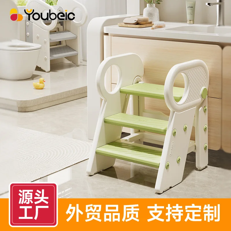 

Baby Hand Washing Step Stool, Children's Armrest Stool Baby Staircase Washbasin Step Stool Face Washing Ladder Folding