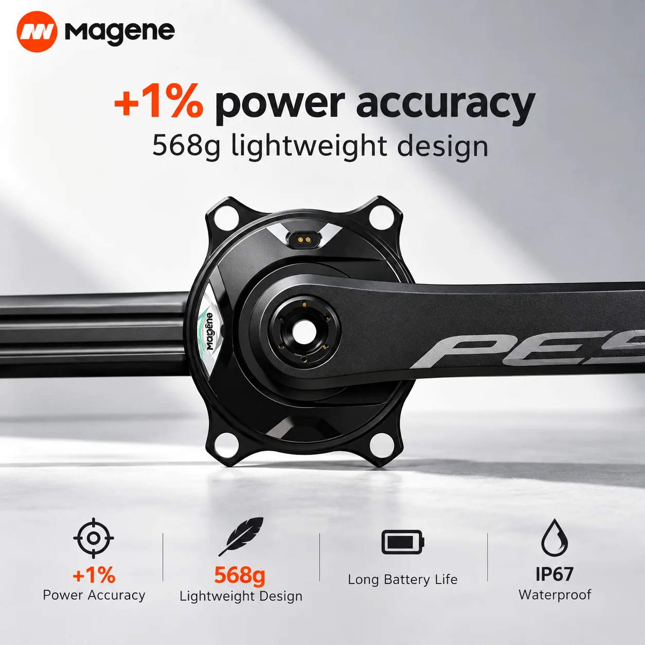 MAGENE 2027 PES P515 Spider Power Meter Carbon Crankset Road Bike Cycling Bluetooth ANT+ 110BCD ±1% Accuracy