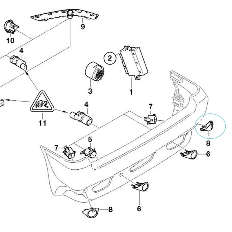 For Bmw X5  E53/E53 LCI 2000 2001 2002 2003 2004 2005 2006  Rear Pdc Parking Sensor Outer Right Cover Trim 8268370 8268369