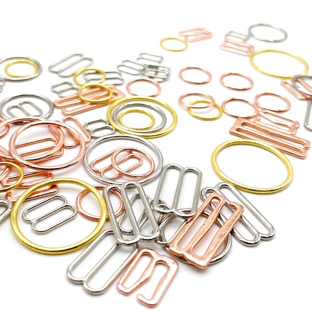 100 Stück 6mm~25mm Metall-BH-Ringe und -Schieber, Riemenversteller, Schnallen, Unterwäsche-Schieber, Ringclips zur Lingerie-Verstellung – Detail 6