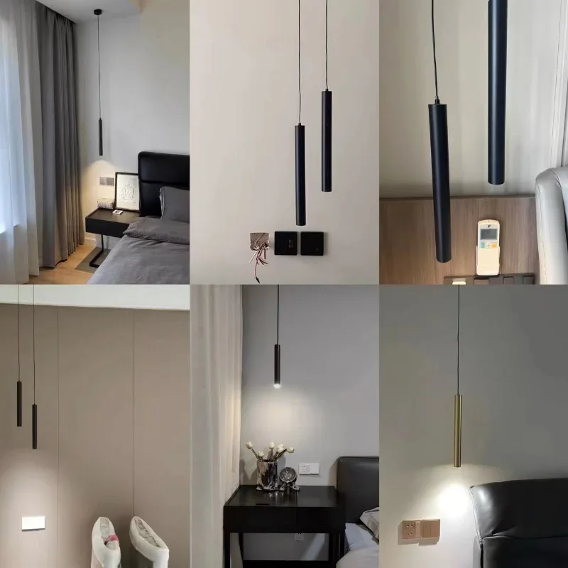 Modern Minimalist Spotlight Dining Room Long Tube Lamp Bedroom Bedside Kitchen Bar Dining Hall Pendant Lamp Hanging Lighting Led