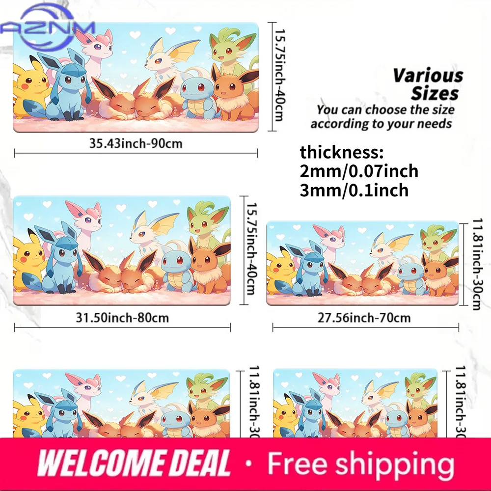 

Cute Eeveelutions & Friends Pokemon TCG Playmat Non-Slip Gaming Mouse Pad