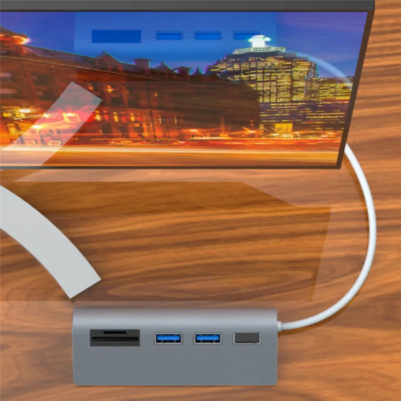 RISE-Hub With SD/TF Card Splitter Type-C/USB For Computer Accessories 5Port USB 2.0 For Laptop Mac Pro PC