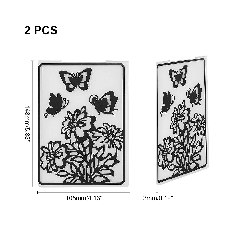 2 Pcs Flower Butterfly Plastic Embossing Folders DIY Plastic Template Craft Card Making for Handcraft Photo Album Decoration
