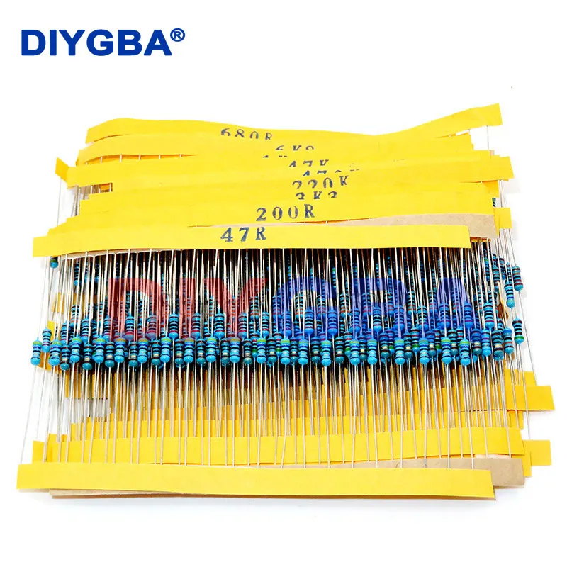 600PCS/LOT 1/4W Metal Film Resistor Kit 1% Resistor Assorted Kit Set 10 -1M Ohm hm Resistance Pack 30 Values each 20 pcs