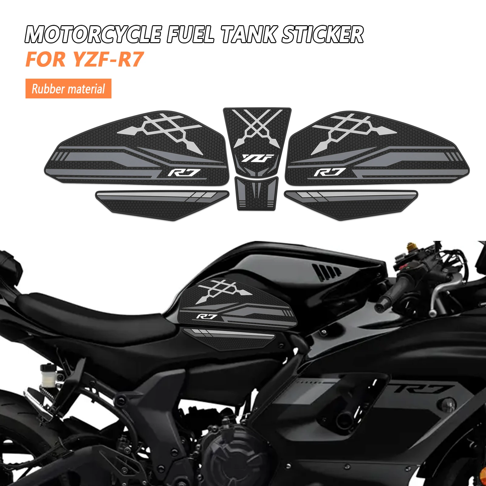 

Motorcycle Fuel Tank Pads New Anti-slip Scratch-resistant Knee Sticker Grip Decal Protection For Yamaha YZF-R7 YZFR7 2021-2025