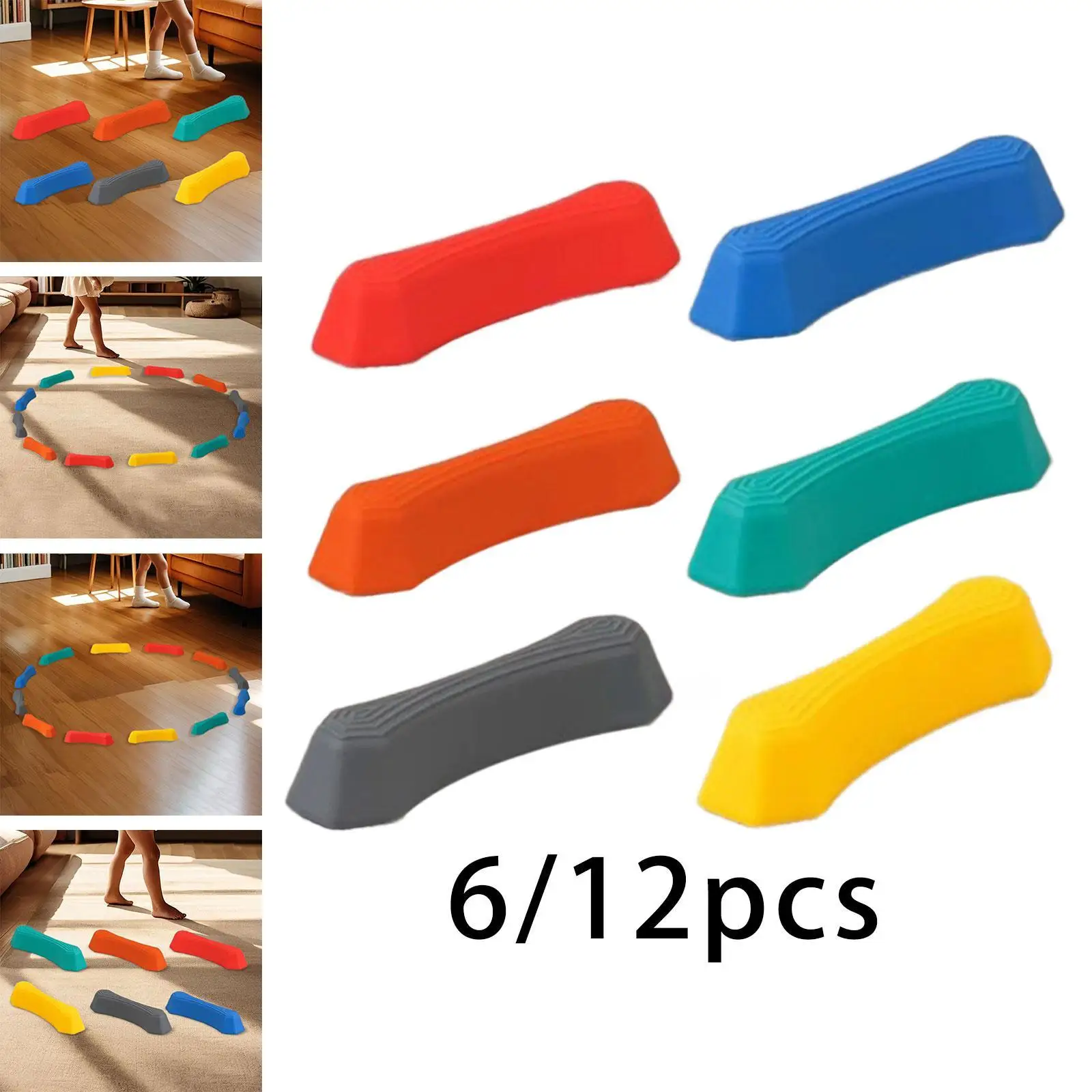 Balance Beam Toys for Kids Stepping Stones Obstacle Course Set Non Slip Wavy Circle Blocks for Indoor Outdoor Playground Use