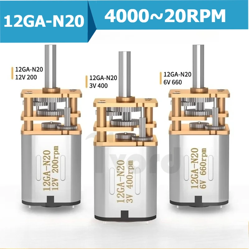 12mm Micro DC Gear Motor, 3V, 6V, 12V Metal Gear Low-Speed Motor, GA12-N20 Intelligent Car