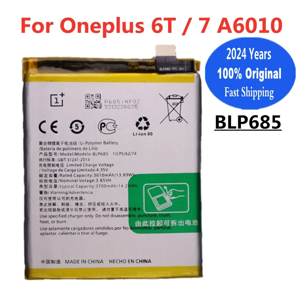 

2024 Years High Quality BLP685 Original Battery For OnePlus 6T 7 A6010 One Plus 6T 7 3700mAh Phone Replacement Batteries Bateria