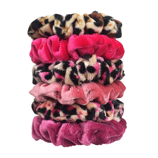 24/50/6pcs Scrunchies Acessórios de Veludo para Mulheres Boutique Laços de Cabelo de Alta Qualidade com Estampa de Leopardo