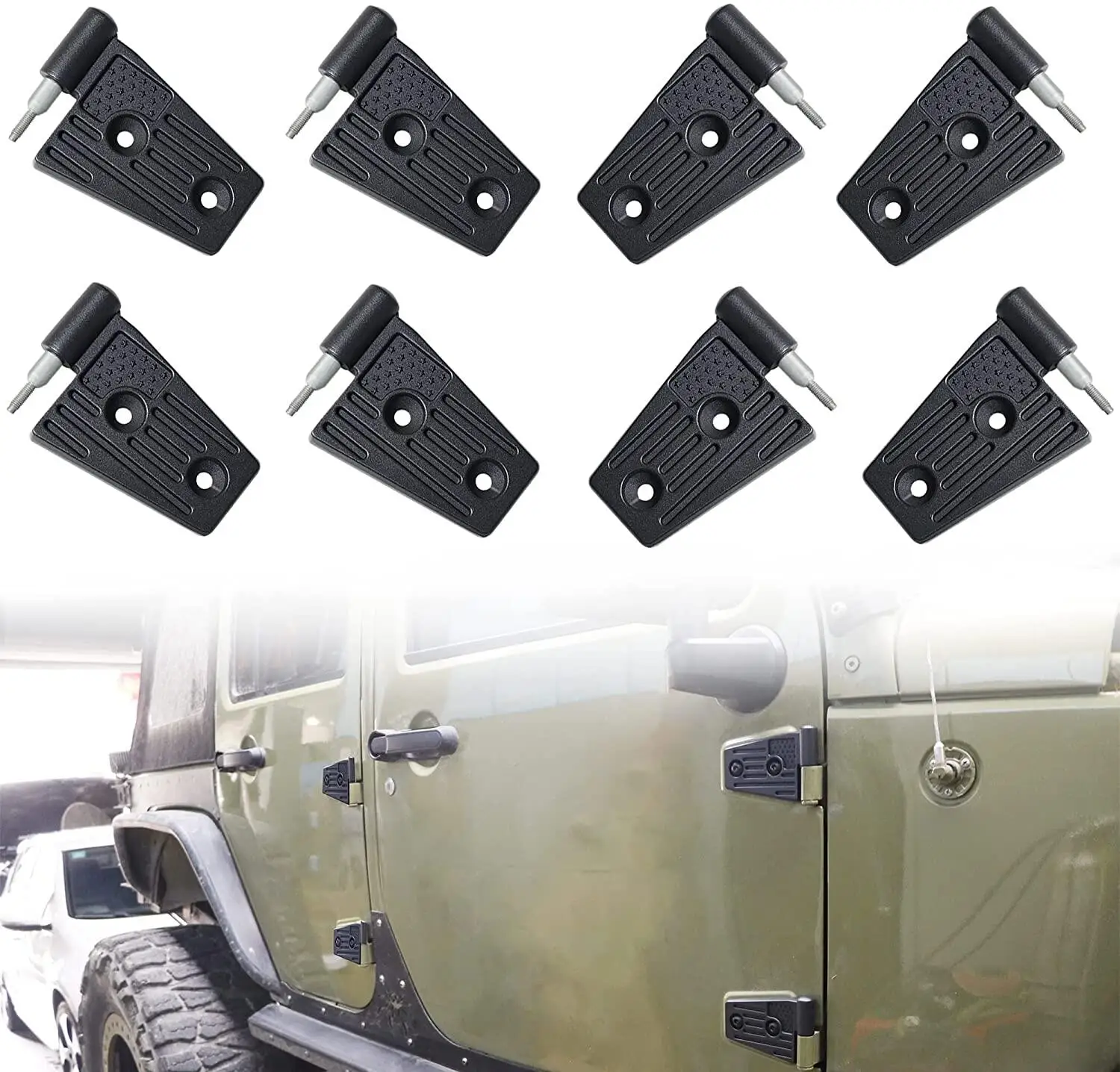 NEW Auto Parts Black Exterior Door Hinge Cover with American flag pattern for Jeep JK Wrangler JK 07-17/4door