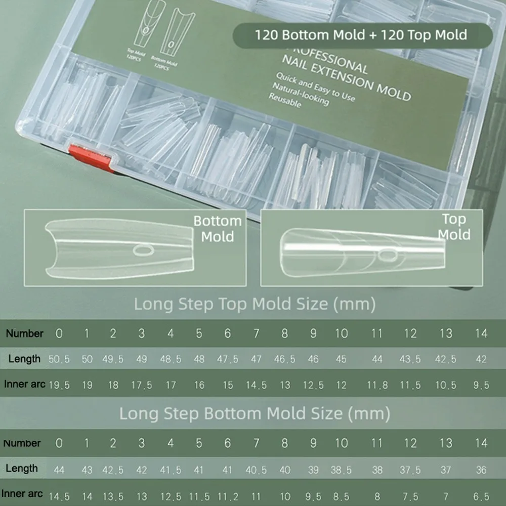 

240pcs Clear Nail Sandwich Dual Forms 15 Shapes Quick Nail Repairs Extension Gel Builder Nail Art Extended Nail Plate