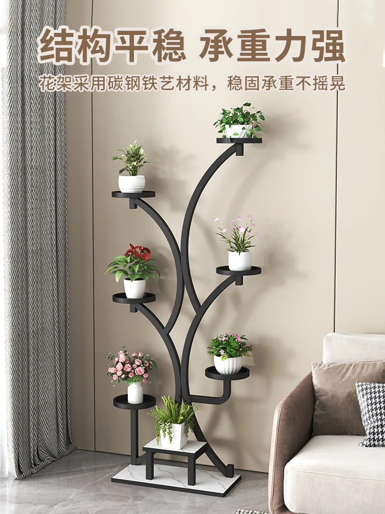 High end flower rack, living room, floor standing multi story balcony storage rack, succulent flower rack, universal wheel