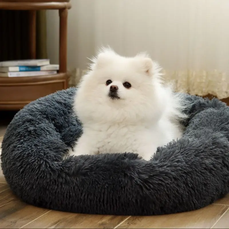 40-110cm Round Pet Bed Long Plush Super Soft Fluffy Big Dog Bed for Small Medium Large Dogs Cats Winter Warm Mat Sleeping House