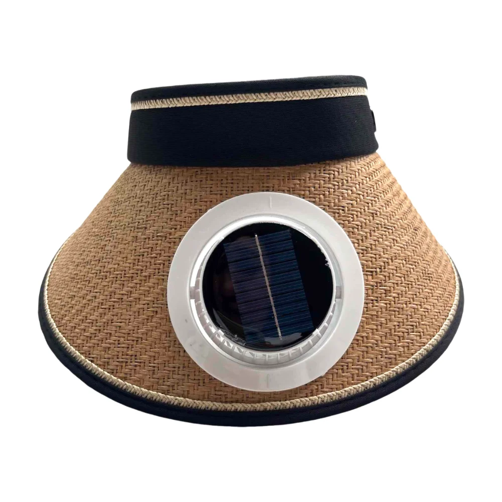 Wide Brim Sun Hat with Fan Solar Powered Fan Breathable Outdoor Visor Hat Sunshade Empty Top Beach Sunshade Hat Fishing