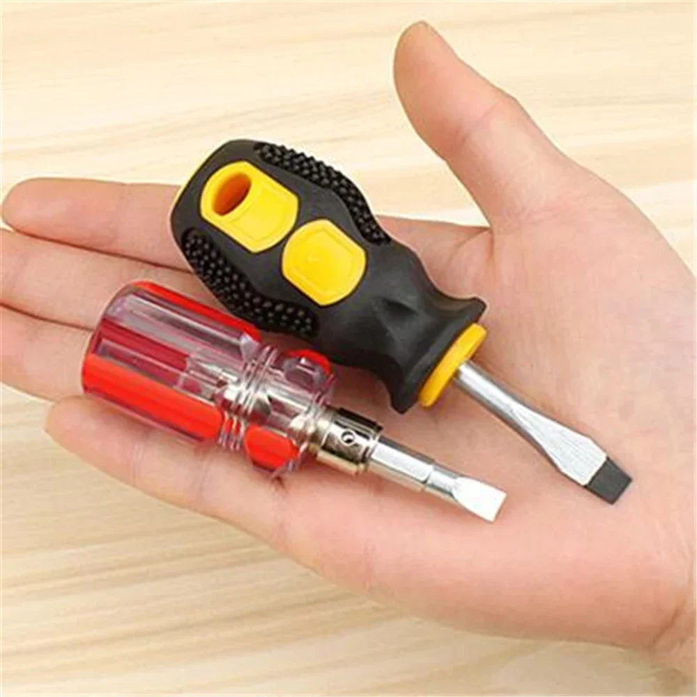 Short-Handle Screwdriver With Plastic Handle Cross-Head Screwdriver Dual-use Small Screwdriver