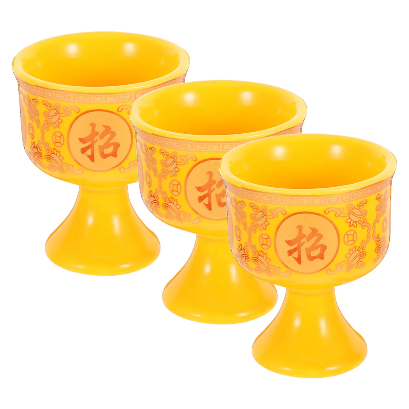 3Pcs Sturdy Ceramic Lotus Design Water Offering Bowls for Buddhist Altar Home Temple Worship Meditation Wealth Inviting Rituals