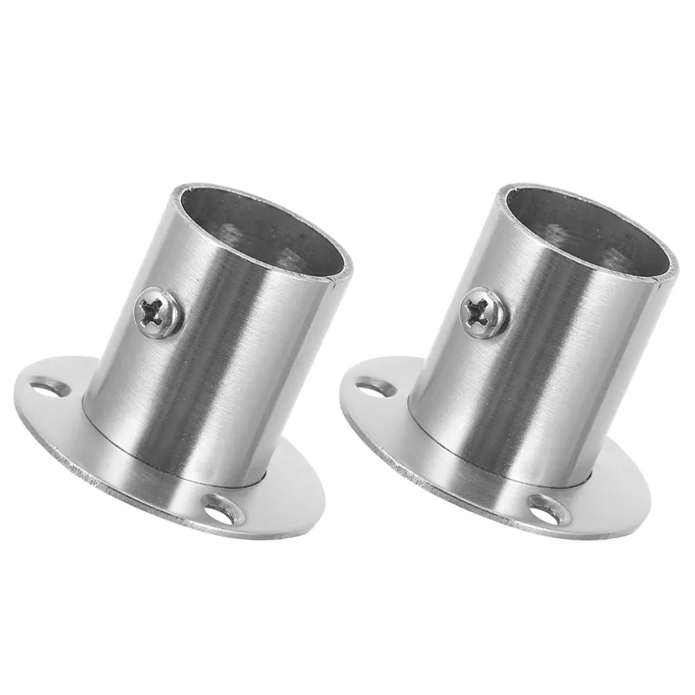 

Stainless Steel Flange Base Closet Rod Bracket Heavy Duty Wardrobe Shower Curtain Pole Holders Wall Mount Adjustable Fits